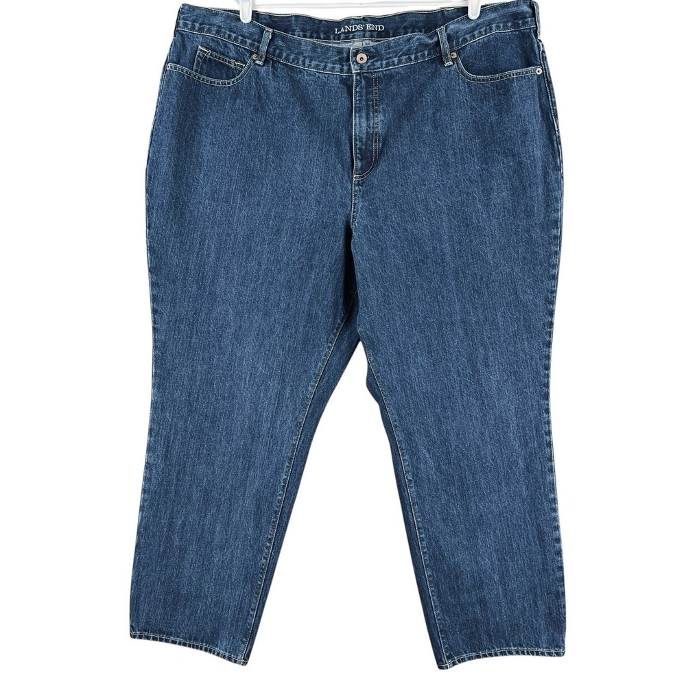 NWOT Lands' End Women's High Rise Straight Leg Blue Denim Jeans Plus Size 26W